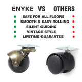 ENYKE 2 Inch Ball Caster Wheels, Vintage Wheels for Furniture, Antiqure Brass Swivel Casters Set of 4 for Coffee Table, Ottoman Heavy Duty 360LBS Capacity (16 Screws Included) ENYKE