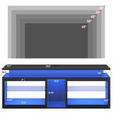 71" LED TV Stand with Power Outlet,60-Colors LED Lights for 65 70 80 in TV,High Gloss Gaming Entertainment Center w/Adjustable Shelves,Black TV Console with Modern Design for Living Room Bedroom Hlivelood
