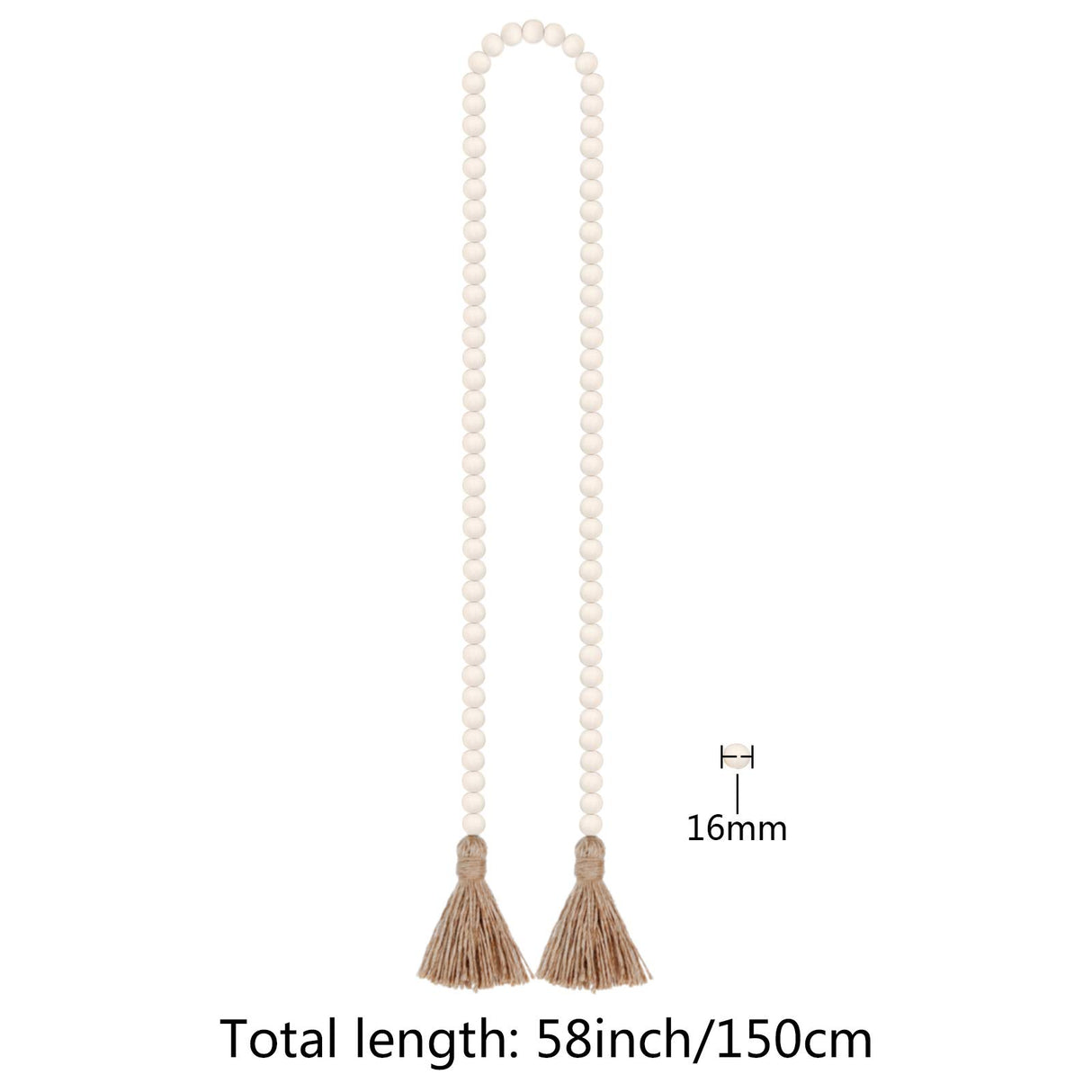 58in Wood Bead Garland with Tassels,Farmhouse Beads Rustic Country Decor Prayer Boho Beads Wall Hanging Decoration (Nature) RAMIRABI