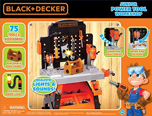 Black+Decker Kids Workbench - Power Tools Workshop - Build Your Own Toy Tool Box – 75 Realistic Toy Tools and Accessories [Amazon Exclusive] BLACK+DECKER
