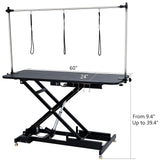 60" Hydraulic Dog Grooming Table for Pet, Heavy Duty Structural Hydraulic Max Load 350Lbs Professional Pet Grooming Table with Adjustable Overhead Arm & Noose Height Range 9.4''-39.4'' MERXENG