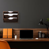 RattanView 3 Pockets Wood Wall File Holder Hanging Wall File Organizer for Office Rustic Paper Mail Organizer Wall Mounted Storage Rack for Home Documents Magazine Literature File Folders, Brown RattanView