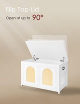 DINZI LVJ Cat Litter Box Enclosure, Flip Top Litter Box Furniture, Rattan-Like Hidden Cat Washroom, Wooden Pet House, End Side Table, 31.5" L x 19.7" W x 19.7" H, Easy to Assemble, White with Rattan DINZI LVJ