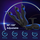 Gaming Chair Computer Chair with Footrest and Lumbar Support, Height Adjustable Game Chair Video Game Chair High Back Reclining Computer Chair with 360°-Swivel Chair for Adults, Blue Generic