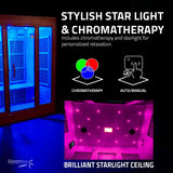 SteamSpa 1-5 Person Low EMF Carbon FAR Infrared Hemlock Wood and Tempered Glass Indoor Home Sauna Room with LED Touch Control Panel, Color LED Therapy Light, Bluetooth Speaker, Oxygen SteamSpa