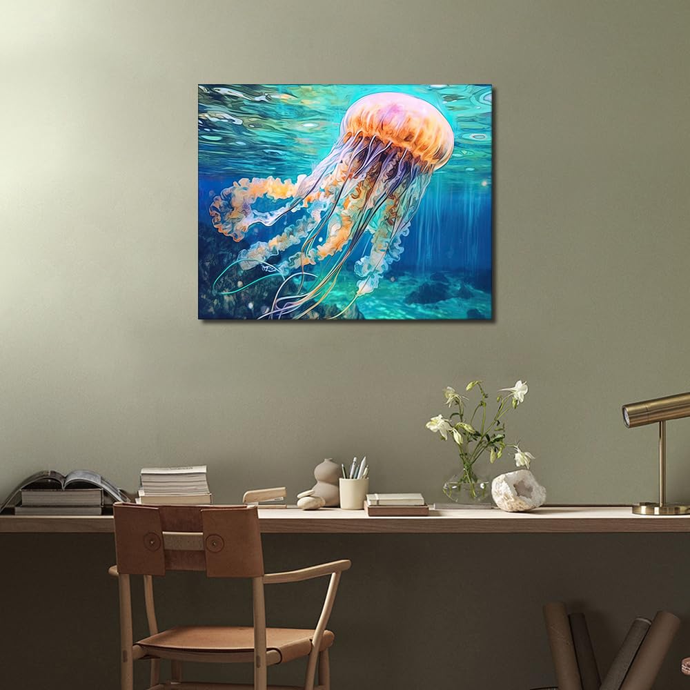 TUMOVO Paint by Numbers for Adults Beginner Jellyfish Paint-by-Numbers Wild Marine Animals Paint by Number Kits DIY Paint by Numbers Adult Paint by Number Kits on Canvas Home Decor, 16 x20 Inch TUMOVO