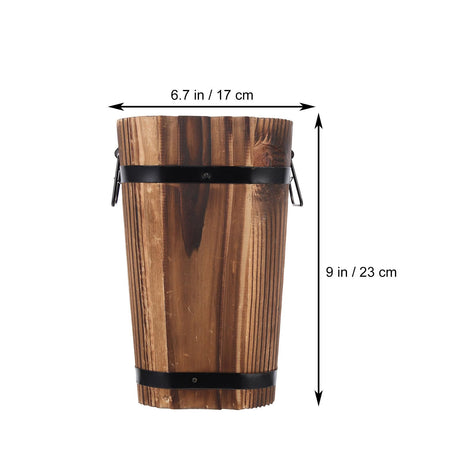 Tofficu Wooden Barrel, Wooden Bucket Barrel Planters, Rustic Retro Whiskey Barrels Bucket with Handle, Planter, Plant Pots, Whiskey Barrel Planter, Water Wishing Well Pail for L Pots Tofficu