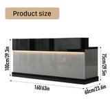 Modern Reception Desk with Counter, 63" Black Solid Wood Front Desk with Lockable Drawers/Cabinets/LED Light Strip, Retail Counter for SOHO, Office, Beauty Salon(Black+Gray, 63in) Generic
