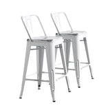AC Pacific Modern 24” Metal Barstool Set of 2 – Country Rustic Style with Low Back, Lightweight & Sturdy Build, Easy Assembly, Distressed White AC Pacific