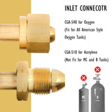 JZWELD Oxygen Acetylene Regulators, CGA540 and CGA510 Inlet Connection Welding Gas Gauges, Oxygen Acetylene Regulator Set for Welding Gas Cutting Torch, PC Handle JZWELD
