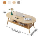 Modern Coffee Table for Living Room,Solid Wood Coffee Table with Storage Shelf,Oval Center Table Wooden Accent Cocktail End Table for Home Office Small Apartment(31.5" W, Brown) topjia