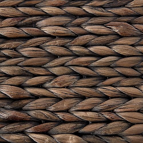 Click365 Storage Trunk, Farmhouse Style, Extra Large (33”), Deep, Woven Wicker Chest With Metal Frame, 2 Handles, Flip Top Lid and Stay Open Safety Hinges, Sustainable Eco Material, Rustic Brown ClickDecor