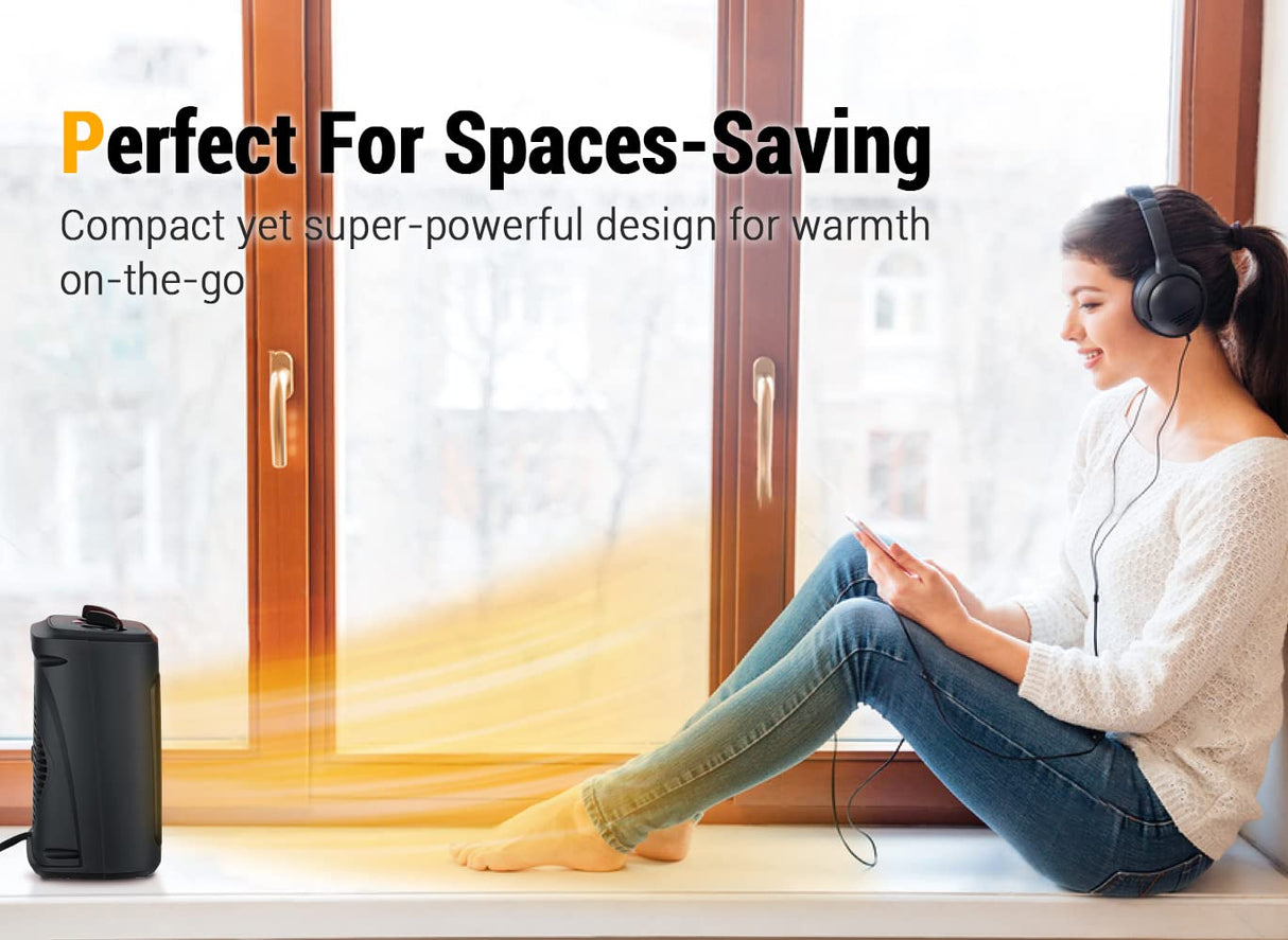 Space Heater, 1500W Electric Heaters Indoor Portable with Thermostat, PTC Fast Heating Ceramic Room Small Heater with Heating and Fan Modes for Bedroom, Office and Indoor Use Aikoper