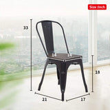FDW Metal Dining Chairs Set of 4 Patio Chairs Furniture Indoor Outdoor Chairs Kitchen Metal Chairs Stackable Chair Tolix Side Bar Chairs Wooden Seat 18 Inch Seat Height Restaurant Chair,Black FDW