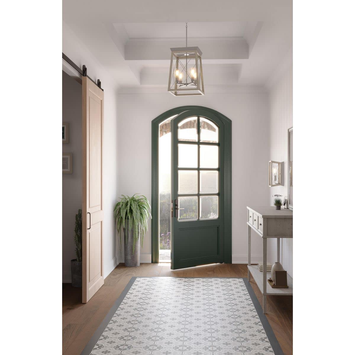 Progress Lighting 1-Light Farmhouse Wall Sconce Light Bleached Oak Wood, Briarwood Collection, Indoor, P710012-141, Galvanized Finish Progress Lighting