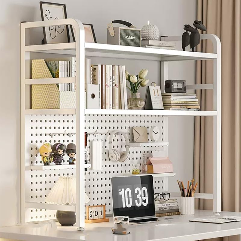 FUYAO 3 Tier Metal Hutch Bookcase Organizer, Sturdy Desktop Bookshelf for Office Desk, Countertop Hutch Display Shelf for Home Dorm Computer Desk FUYAO