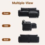 VINGLI 87" Convertible Sectional Sofa,L-Shape Deep Seat Sofa Couch for Living Room,Modern Chenille 2 Seat Loveseat Sofa with Ottoman for Small Space(Black, 87") VINGLI
