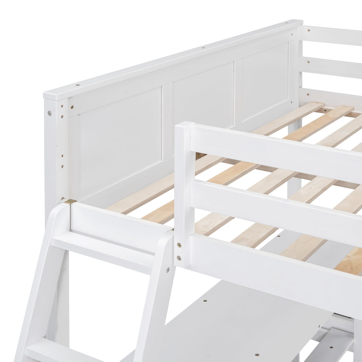 Harper & Bright Designs Full Over Full Bunk Beds with Desk and Drawers, Wood Full Size Loft Bed with Removable Full Platform Bed Frame, Bunk Bed with Ladder for Kids Girls Boys, White Harper & Bright Designs