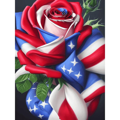 Acudotr Diamond Painting Kits for Adults, 5D DIY Diamond Art Kits for Beginners, Full Drill Diamond Painting Kits for Home Wall Decor, Flag Rose, 12x16 Inch