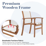 OC Orange-Casual Patio Furniture Set, Acacia Wood Patio Dining Set for 6-8, Outdoor Expandable Table and Chairs Set with Umbrella Hole and Breathable Textilene Fabric for Garden (White, 5 Pieces) OC Orange-Casual