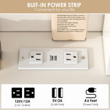 Makeup Vanity Desk with Lighted Mirror & Power Strip,Makeup Vanity Table with Lights and Lots Storage,3 Lighting Modes,35in Large Drawers Dressing Table,White Vabches