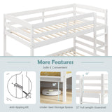 KOMFOTT Twin Over Twin Convertible Bunk Bed with Guardrail and Integrated Ladder - Space-Saving Solid Wood Design KOMFOTT