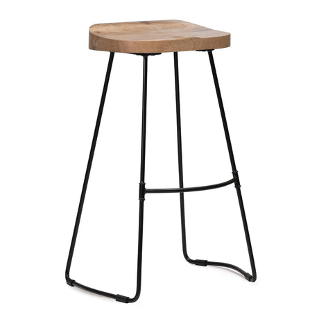 MH London Bar Stool -Perrin Backless Bar Stool. Exclusively Designed Hand Crafted Barstools Solid Wood Modern Bar Height Stools-Contemporary Design Backless Wooden Saddle Bar Stool for Kitchen Counter MH London