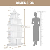 Yeyawomy 72-inch Corner Shelf, 6-Tier Wooden Bookshelf, Floor-Standing Standing Bookcase Storage Rack, Toy Organizer Cabinet Chest, Book Display Shelf, White Yeyawomy