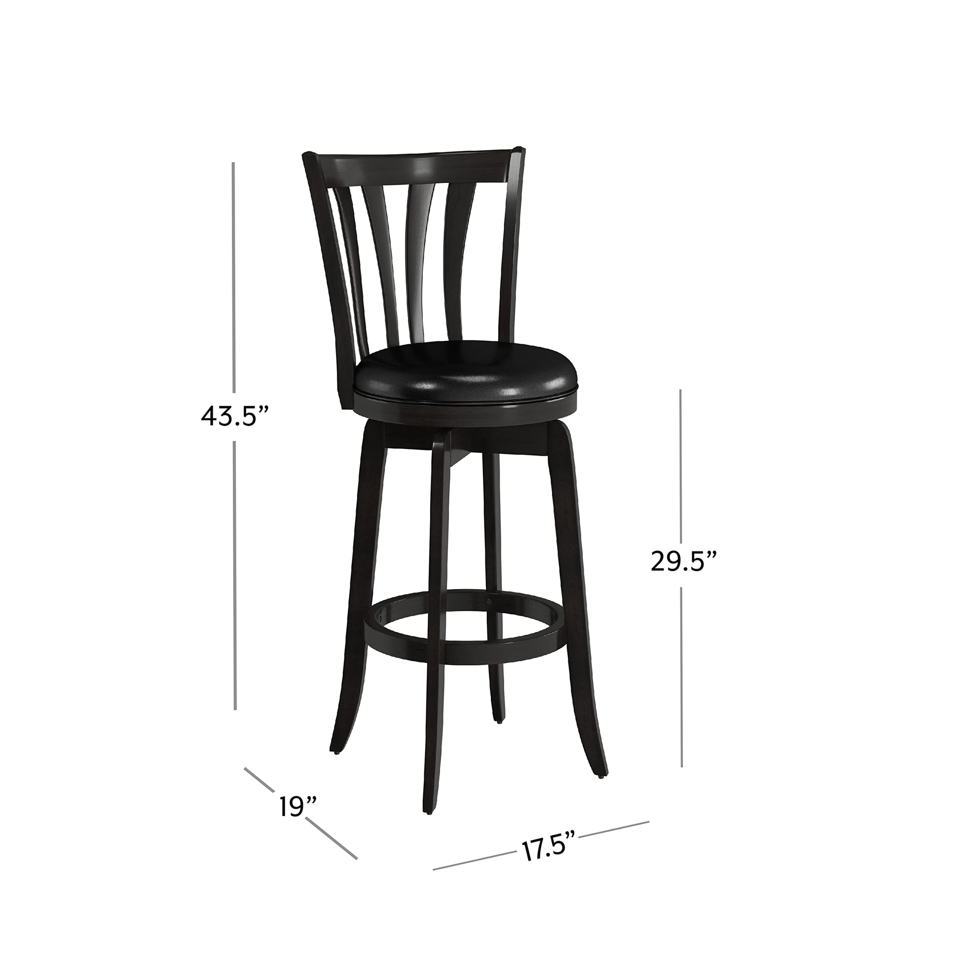 Hillsdale Savana Wood Bar Height Kitchen Stool, 29.5" High, Black - WoodArtSupply