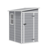 Greesum 5' x 4' Resin Weather Resistant Outdoor Storage Shed with Floor for Garden,Backyard,Pool Tool, Light Grey Greesum