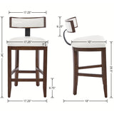 DM Furniture Leather Bar Stools Set of 2, 26.5" White Upholstered Counter Height Barstools, Farmhouse Island Countertop Bar Chairs with Curved Backrest/Hardwood Frame for Kitchen Island Dining Room DM Furniture