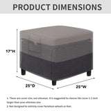 Easy-Going Outdoor Ottoman Cover, Waterproof Patio Ottoman Cover, Heavy Duty Outdoor Furniture Cover with Padded Handles (2 Pack-25"x25"x17", Gray/Dark Gray) Easy-Going