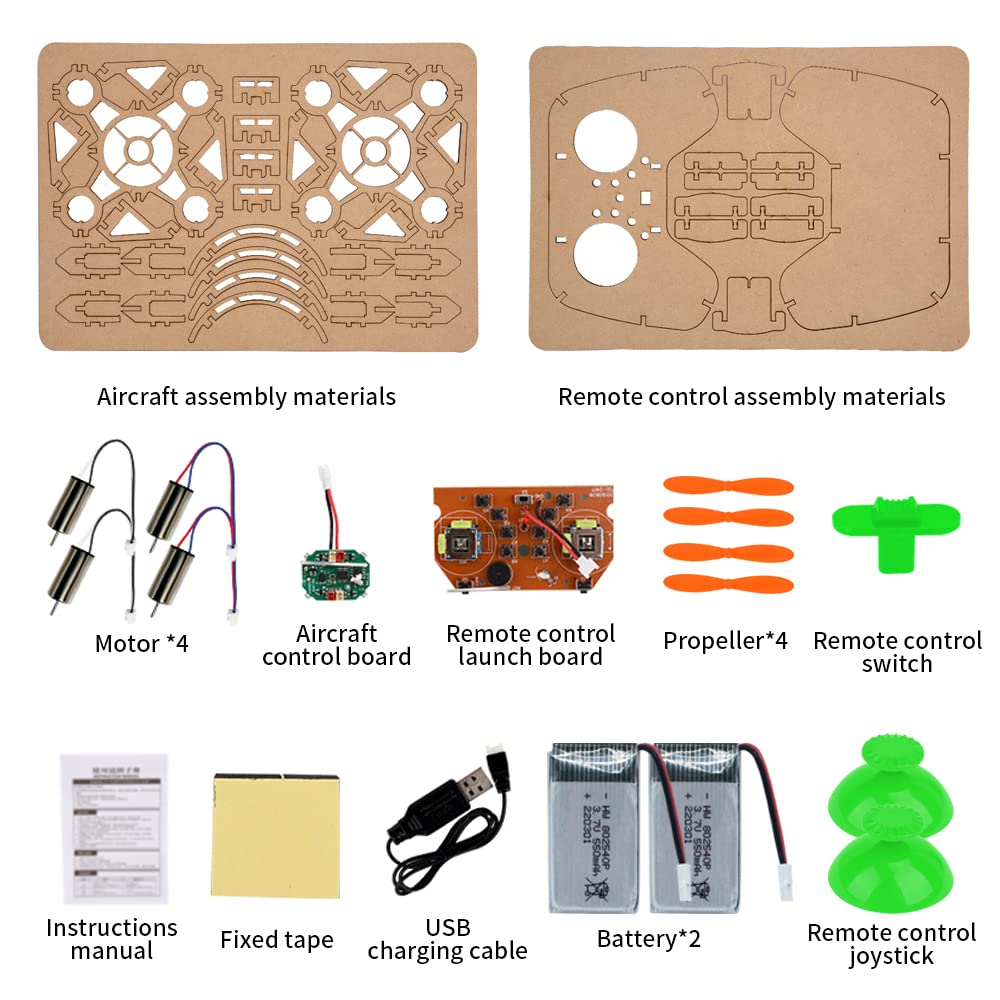 Diy Mini Wooden Drone RC Quadcopter Building Kits for Kids or Beginner,School Educational Science Kits Remote Control for Boys and Girls and Teens(Ages 5-7, 5-9, 8-12, 10+) gkfescc XYQ-2 gkfescc