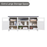 JXQTLINGMU Farmhouse TV Stand for 75 Inch TV, Entertainment Center with Storage, Modern TV Cabinet with Barn Doors, 66" Rustic TV Console for Living Room, Adjustable Shelf - Off White JXQTLINGMU