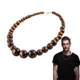 EVBEA Wood Bead Necklace Africa Wooden Chain Statement Unisex Chunky Necklaces EVBEA