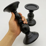 Fuhengli Pillar Candle Holders Stands Set of 2, Candle Holders for Pillar Candles Decorative Candlestick Holder for Fireplace, Home Decor, Dinning, Party, Wedding, Matte Black, 6.2" & 8.7" Fuhengli