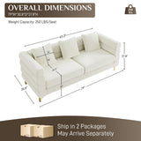 OUYESSIR Cloud Sofa Couch for Living Room, 79" Comfy Deep Seat Velvet Sofa with 3 Pillows and Gold Legs, Modern Upholstered 3 Seater Large Loveseat for Bedroom Office, White Velvet OUYESSIR