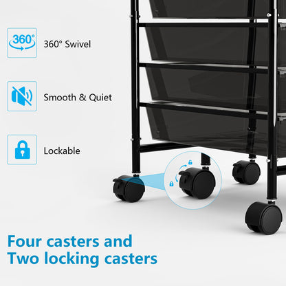 6 Tier Rolling Cart with 6 Drawers, Multipurpose Craft Cart Storage Cart on Wheels, Plastic Utility Cart Storage Organizer Cart for Classroom, Office, Bathroom,Home, Beauty Salon Storage - WoodArtSupply