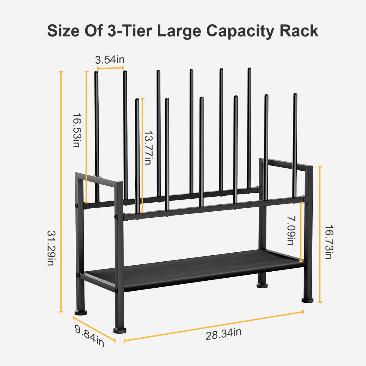 DIMJ Free Standing Shoe Racks - 3-Tier Boot Rack, Black Metal Storage Organizer for Tall Boots, Sneakers, Closet Organizer, Multiuse Shoe Rack, Fits 6 Pairs DIMJ