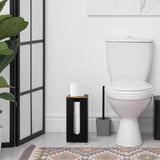 GCWSTJK Black Freestanding Wooden Toilet Paper Holder Stand, Rustic Bathroom Storage Organizer with Burnt Wood Lid, Fits 3 Extra XXL Toilet Paper Rolls GCWSTJK