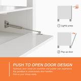 WAMPAT White TV Stand with Storage for 75 Inch TV with Blue LED Light, Modern TV Console Table for 65+ Inch TV, Entertainment Center Television Stands for Living Room Bedroom, 70 Inch WAMPAT