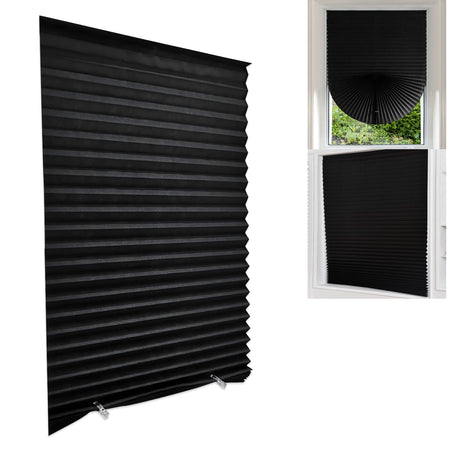 Blackout Blinds for Windows Cordless Blinds Temporary Shades Blinds No Drill Mini Blinds Black Out Blinds for Window of Bedroom,Bathroom,Kitchen Office (Black-high Shading, 23.6 * 59"(60 * 150cm)) Jlong