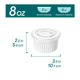 vancasso 8 oz Ramekins with Lid, Porcelain Creme Brulee Souffle Dishes, White Pudding Custard Cups Ramiken for Baking, Dishwasher and Oven Safe, Set of 6 vancasso