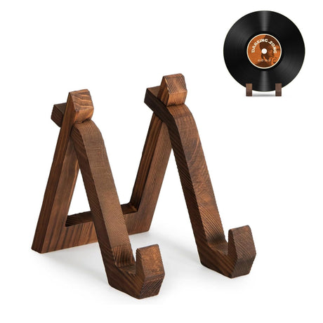 Wooden Picture Frame Stand, 6 Inch Plate Display Stand, Assembled Type Decorative Plate Holders, Wood Grain Book Display Stand, Vinyl Record Holder, Table Top Display Stand for Artwork Displaying Meafeng