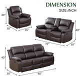 Caberryne 2 Pieces Leather Recliner Sofa Sets，Recliner Sofa and Loveseat Light Brown for Living Room Furniture Set,Wall Hugger Recliners for House/Office/Rv(Recliner Loveseat&Couch 2 Piece) Caberryne