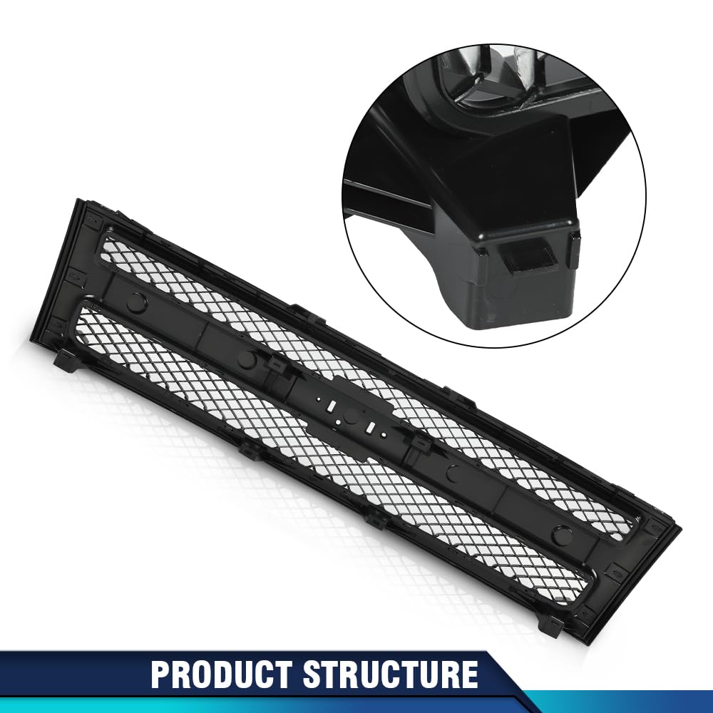 PIT66 Front Grille Grill Textured Black Compatible with Chevy Silverado 1500 LS LT LTZ WT 2007-2013 /Silverado 1500 Hybrid 2009-2013/ Silverado 1500 XFE 2010-2013 GM1200578 25810706 PIT66