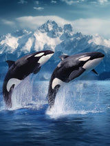 Diamond Art Painting Killer Whale Orca Blue Ocean Theme Pair Leaping Wildlife Kit for Adults Diamond Art Painting by Number Kits Gem Art Wall Home Decor(Canvas 11.8 x15.8inch) WoodArtSupply