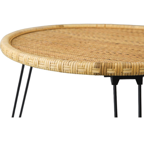 XQXJJZSP Boho Living Room Round Coffee Table 24 X 18 Inch, Handmade Decorative Coastal Wicker Side Tables, Foldable Rattan End Tables Bedroom Balcony Couch XQXJJZSP