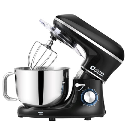 Kitchen in the box Stand Mixer, 6.5QT 660W Electric Kitchen Mixer, 6-Speed Tilt-Head Food Mixer with Dough Hook, Wire Whip, Beater, Dishwasher Safe (Black) Kitchen in the box