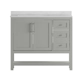 EMMA + OLIVER Vesta 42 Inch Bathroom Vanity, Single Sink Cabinet with 2 Soft Close Doors, Open Shelf and 3 Drawers, Carrara Marble Finish Countertop, Gray EMMA + OLIVER